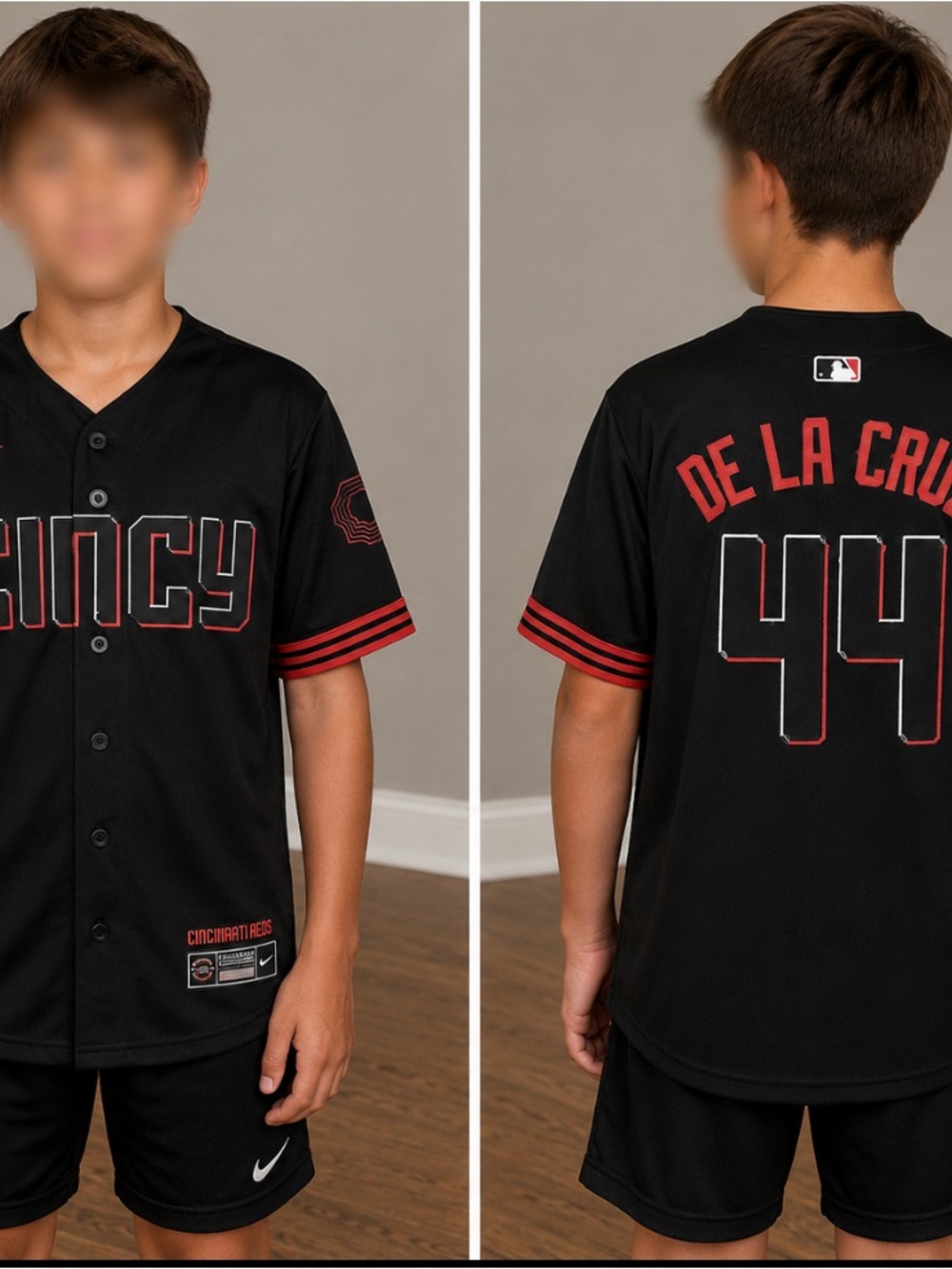 Cincinnati Reds Black 'Elly De La Cruz #44 Kids Baseball Youth Medium Jersey